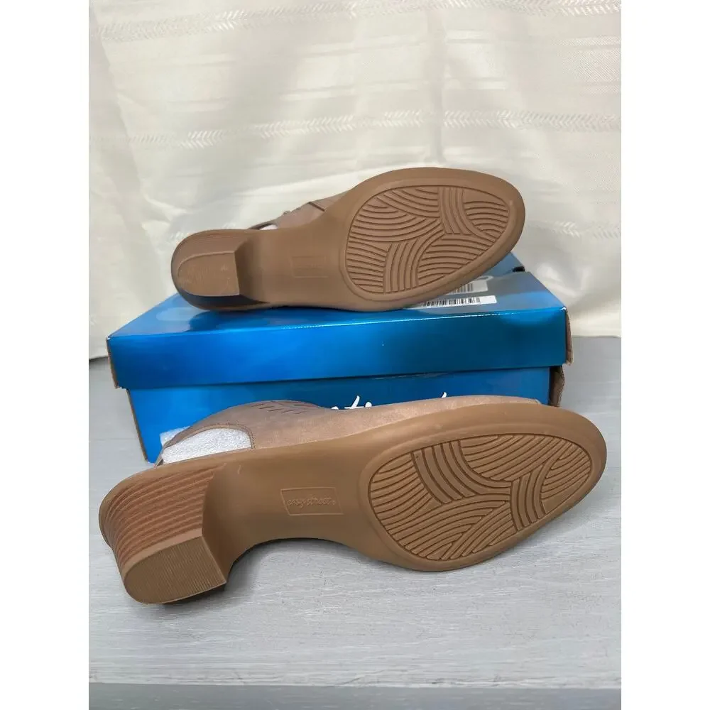 Easy Street Elevate Cutout Block Heel Sandals Sand Womens Size 11M
